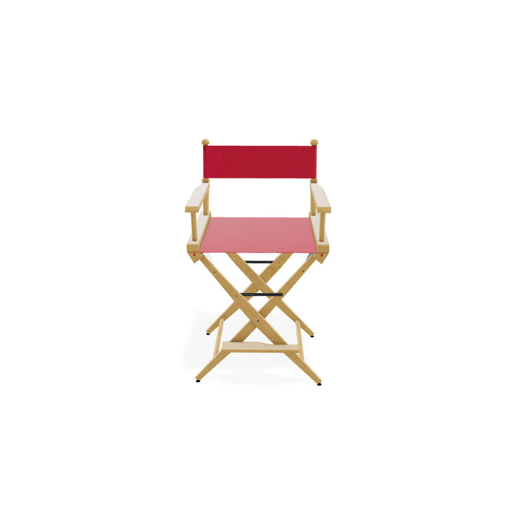 Red Canvas and Varnished Wood Folding Director Chair