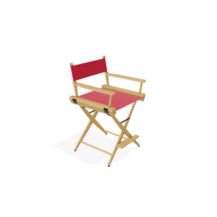 Red Canvas and Varnished Wood Folding Director Chair