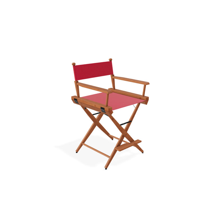 Red Canvas and Varnished Wood Folding Director Chair