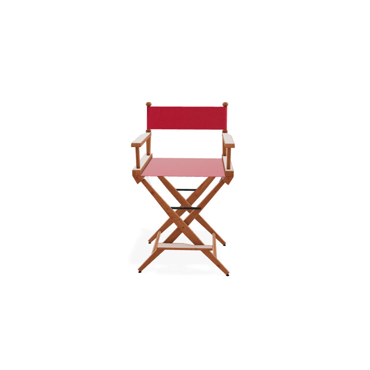 Red Canvas and Varnished Wood Folding Director Chair