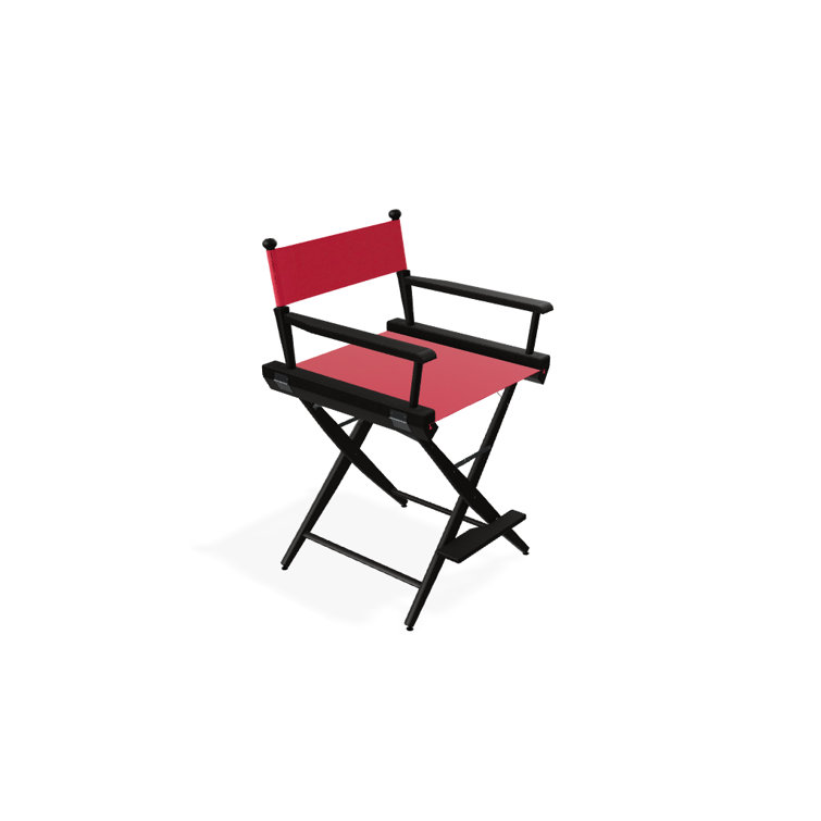 Red Canvas and Varnished Wood Folding Director Chair