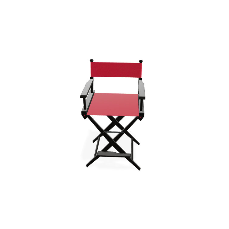 Red Canvas and Varnished Wood Folding Director Chair