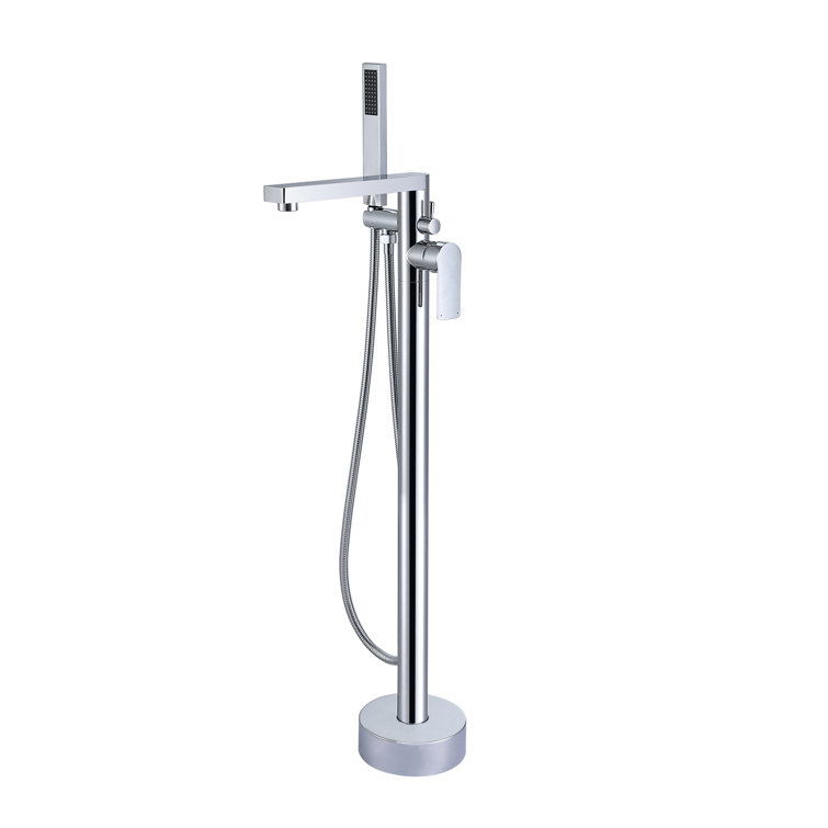 Chrome Freestanding Tub Filler with Lever Handle