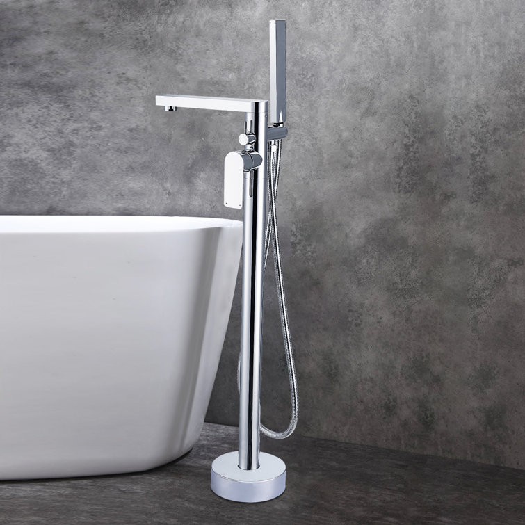 Chrome Freestanding Tub Filler with Lever Handle