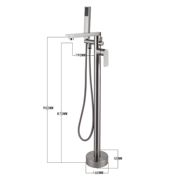 Brush Nickel Freestanding Tub Filler with Lever Handle