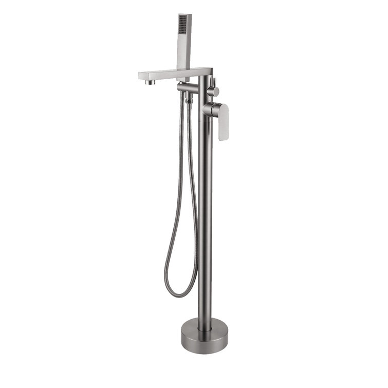 Brush Nickel Freestanding Tub Filler with Lever Handle