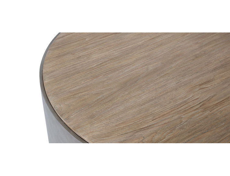 Fawn Round Teak and Faux Concrete Coffee Table