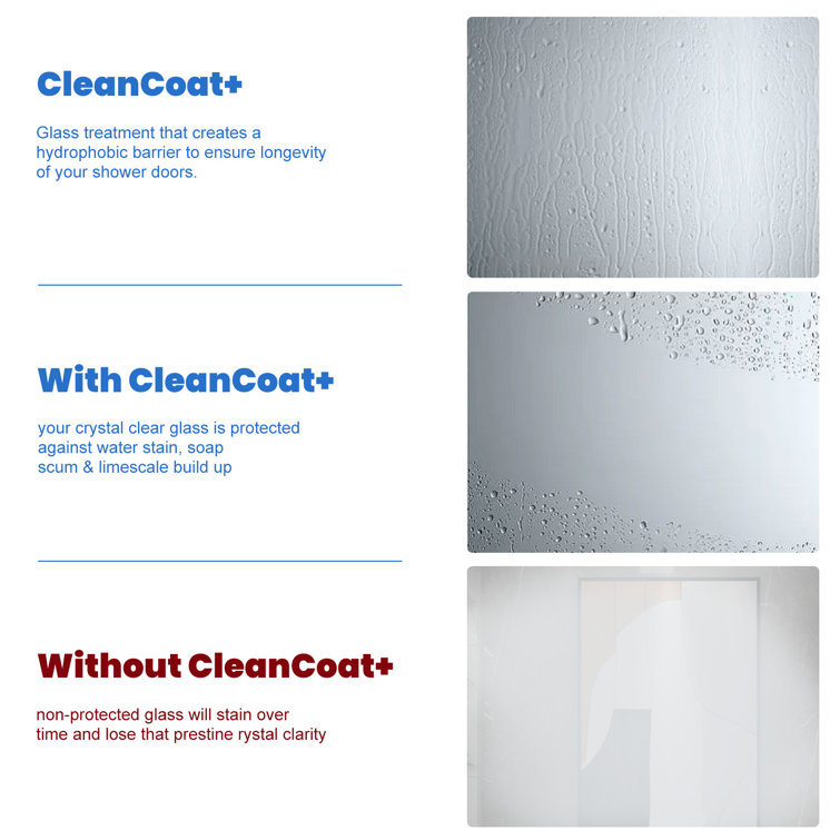 Oceanus 55''-59'' Frameless Clear Tempered Glass Shower Door