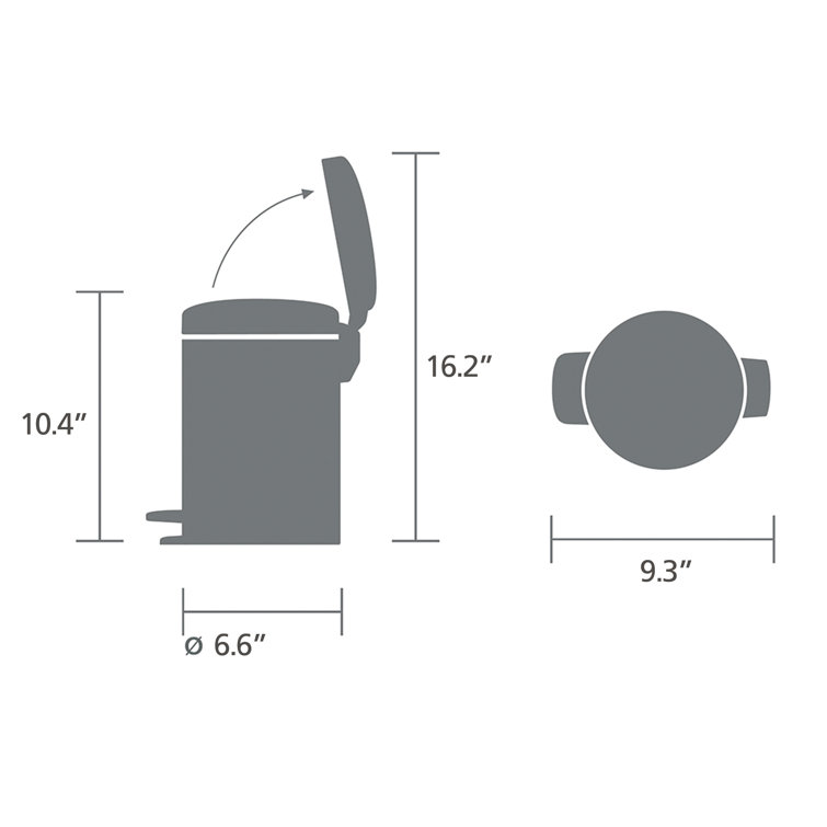 Concrete Gray Plastic Pedal Bathroom Bin, 3 Liter