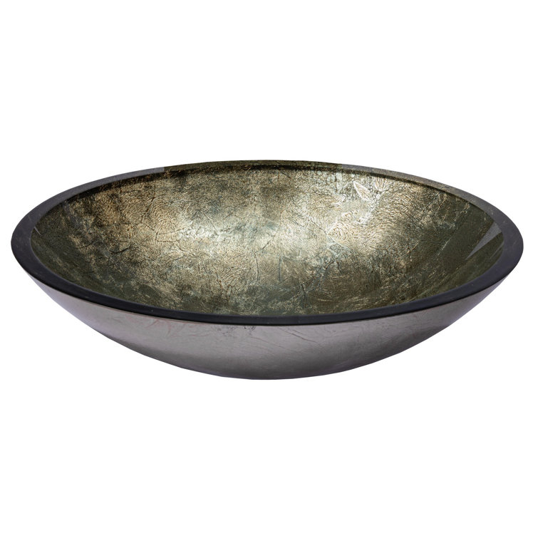Champagne Gold Oval Above-Counter Glass Vessel Sink