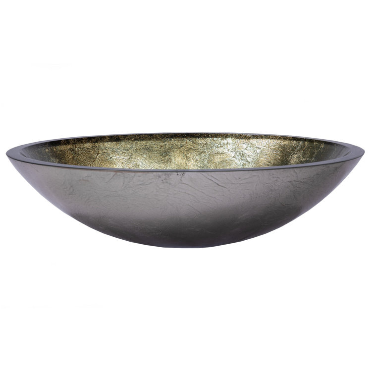 Champagne Gold Oval Above-Counter Glass Vessel Sink