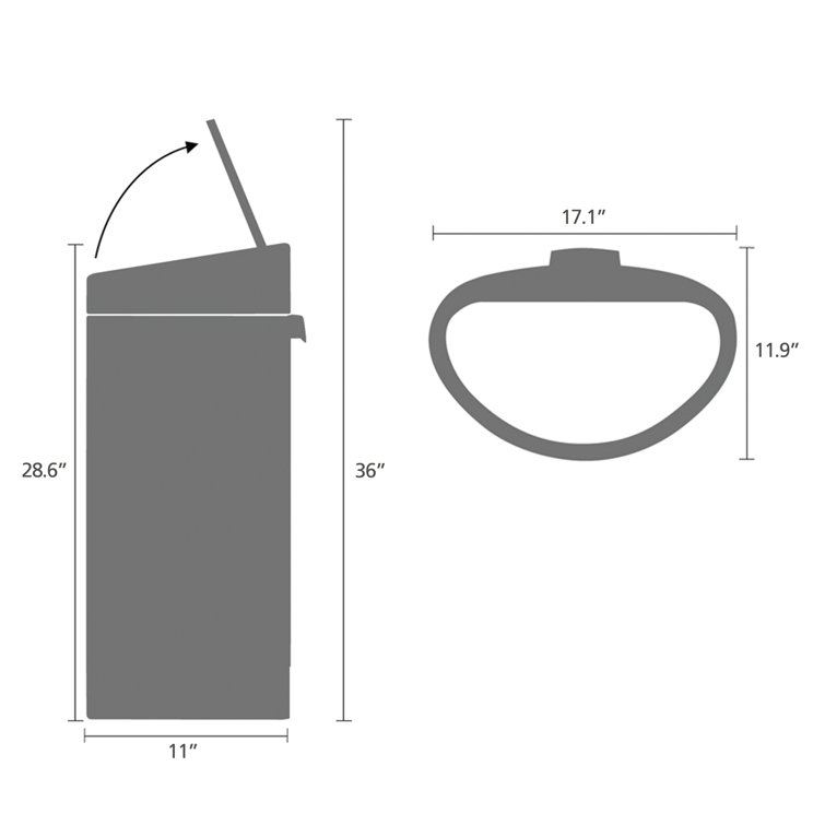 Matte Black Stainless Steel Touch Bar Trash Can, 3.2 Gallon