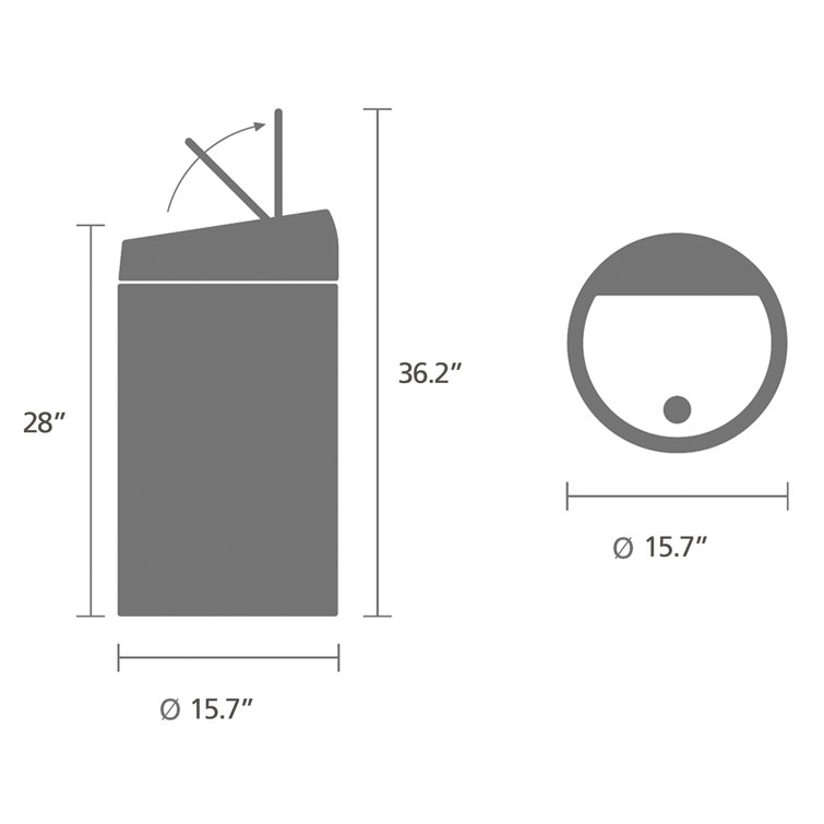 Matte Black Stainless Steel 16 Gallon Touch Top Trash Can