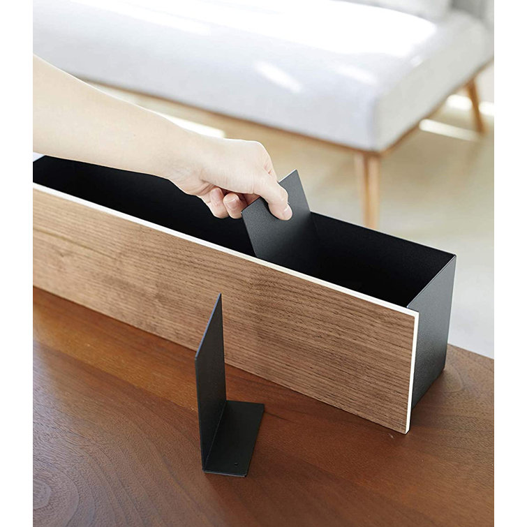 Large Walnut and Steel Desk Organizer with Dividers