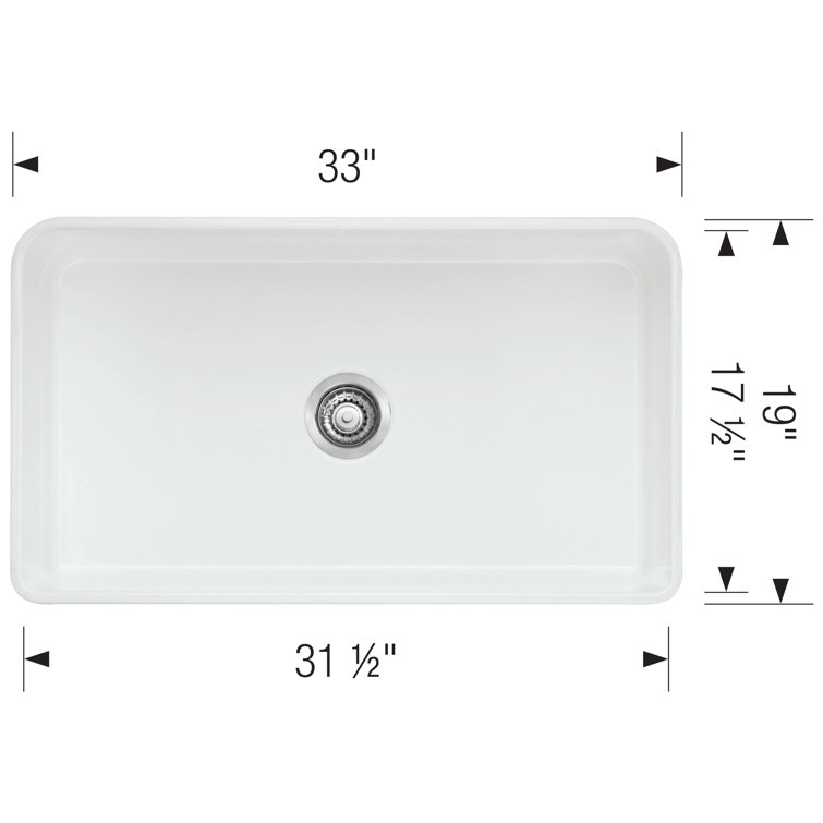 Cerana 33" White Fireclay Single Bowl Farmhouse Sink