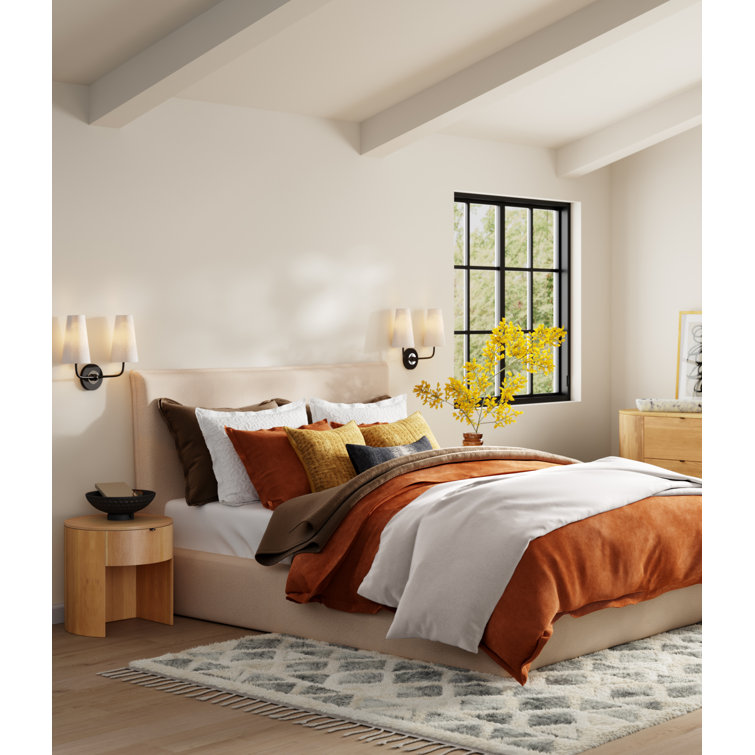 Serene White Queen Velvet Upholstered Platform Bed with Tufted Headboard