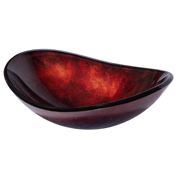 Red Copper Textured Glass Oval Vessel Sink