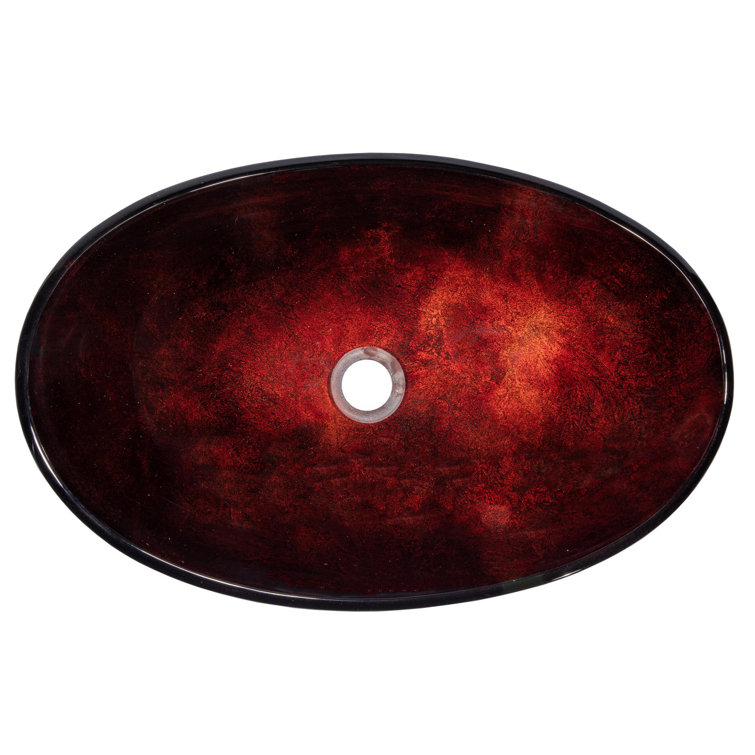 Red Copper Textured Glass Oval Vessel Sink