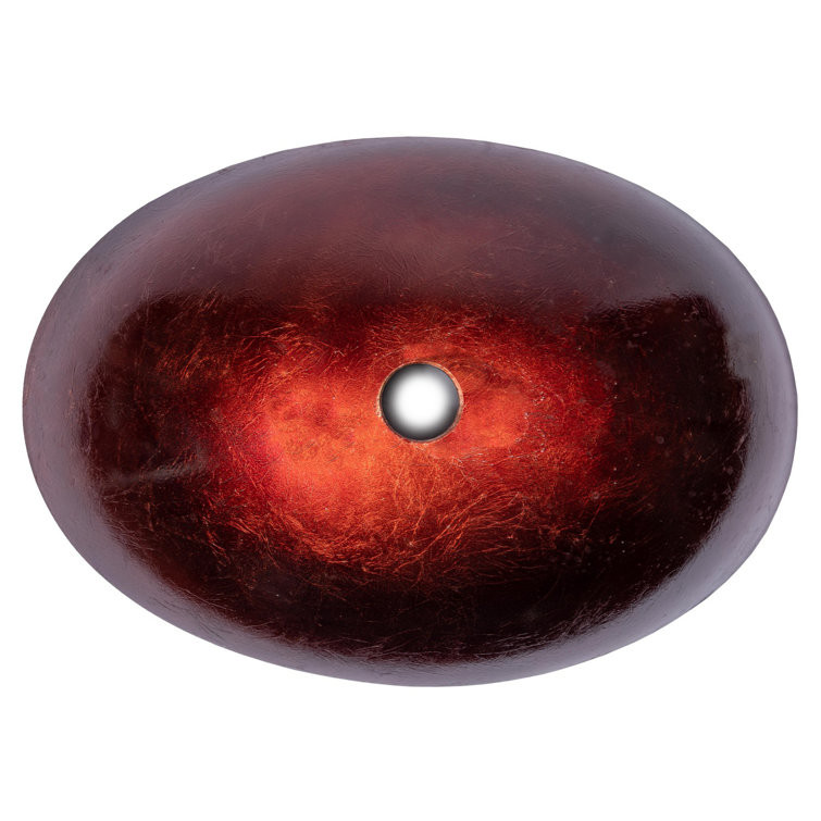 Red Copper Textured Glass Oval Vessel Sink