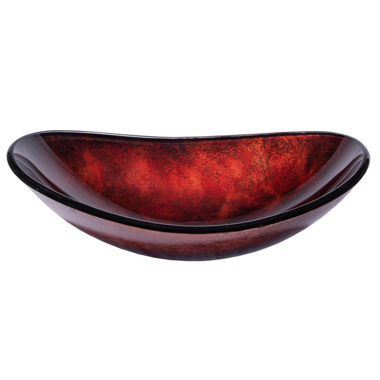 Red Copper Textured Glass Oval Vessel Sink
