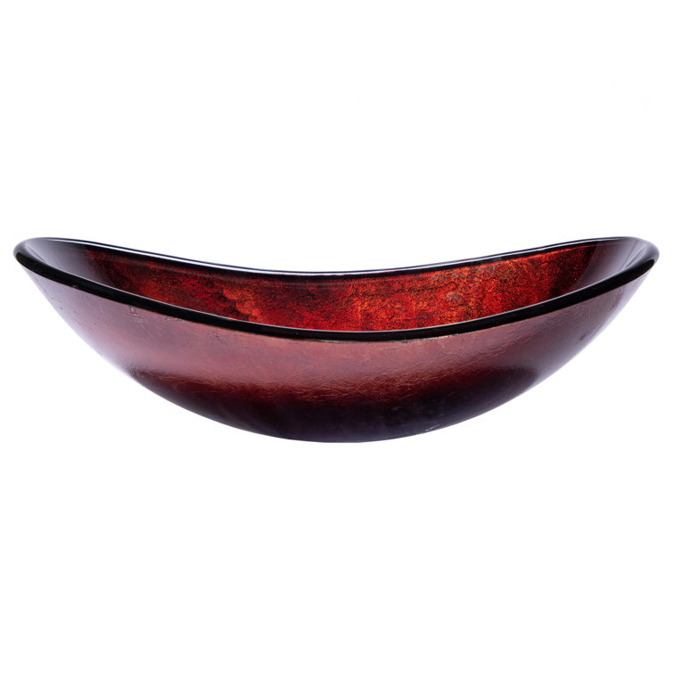 Red Copper Textured Glass Oval Vessel Sink