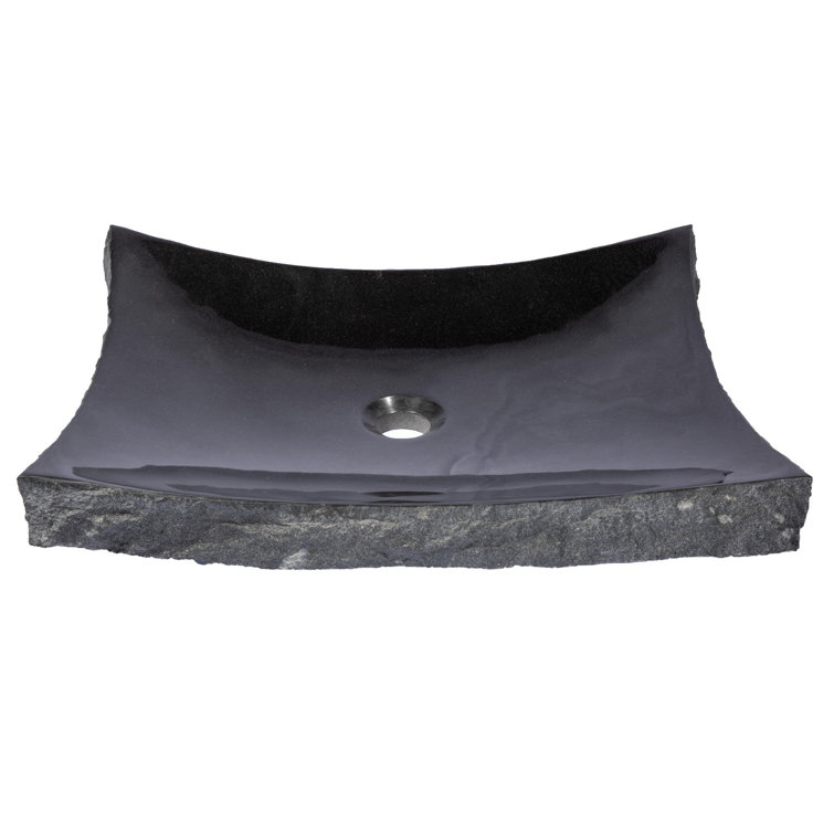 Large Black Granite Zen Rectangular Vessel Bathroom Sink