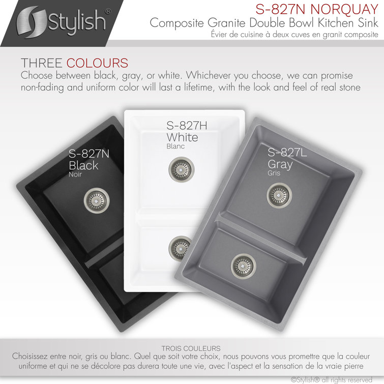 Black Composite Granite 27-Inch Double Bowl Kitchen Sink