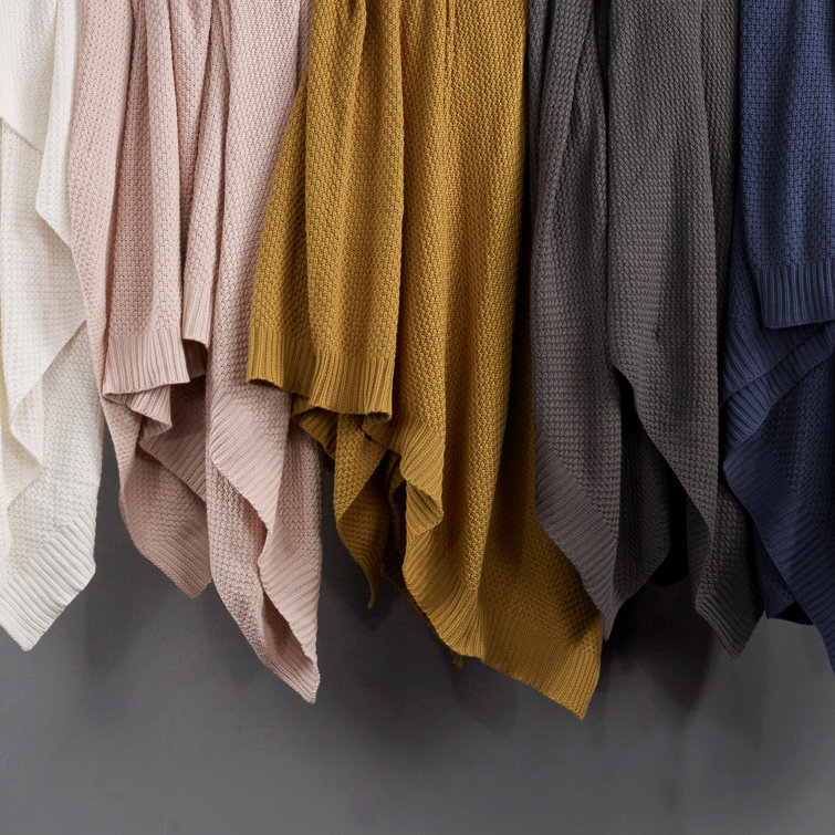 Blush Solid Cotton Knit Luxury Queen Blanket