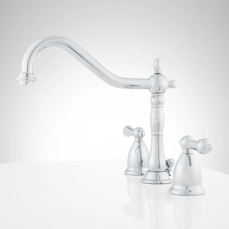 Victorian Chrome Widespread Bathroom Faucet with Lever Handles