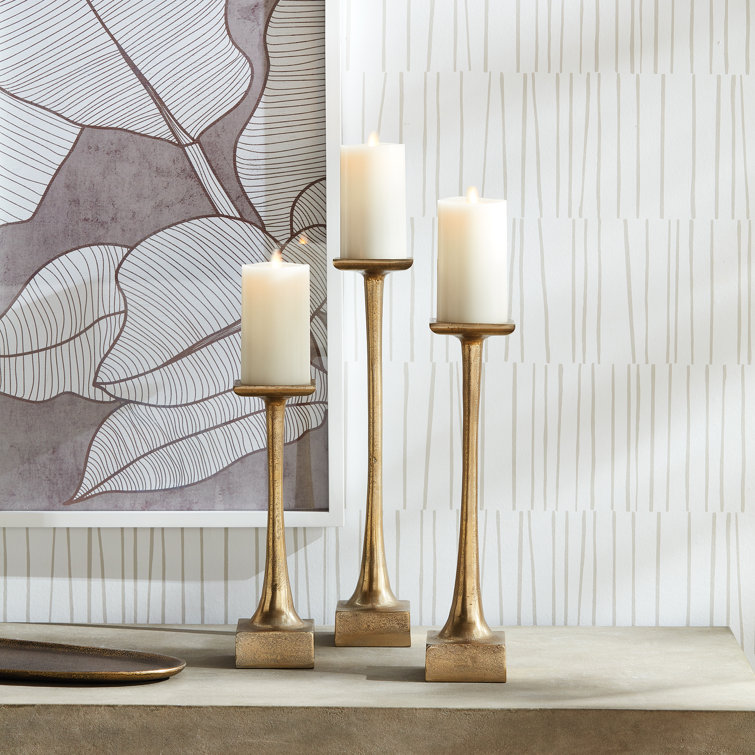 Gold Aluminum 12" Tall Tabletop Candlestick