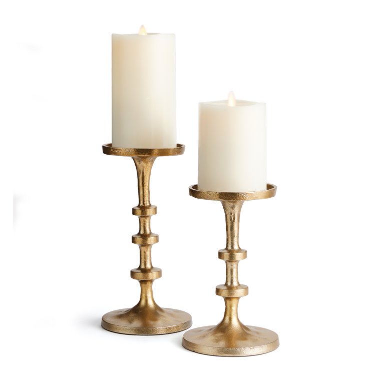 Gold Brass Modern Candlestick Set