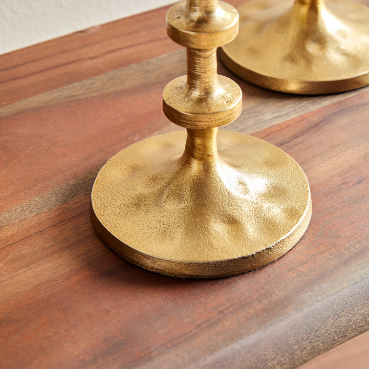 Gold Brass Modern Candlestick Set