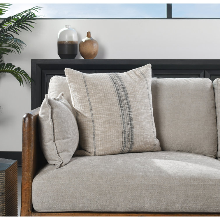 Tia 16"x36" Natural Black Cotton Linen Throw Pillow