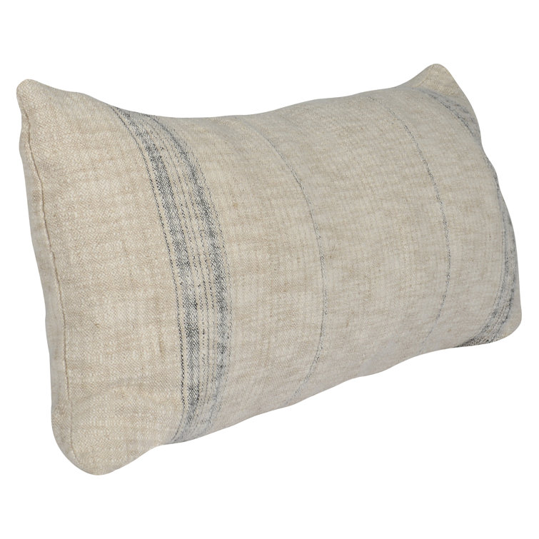 Tia 16"x36" Natural Black Cotton Linen Throw Pillow