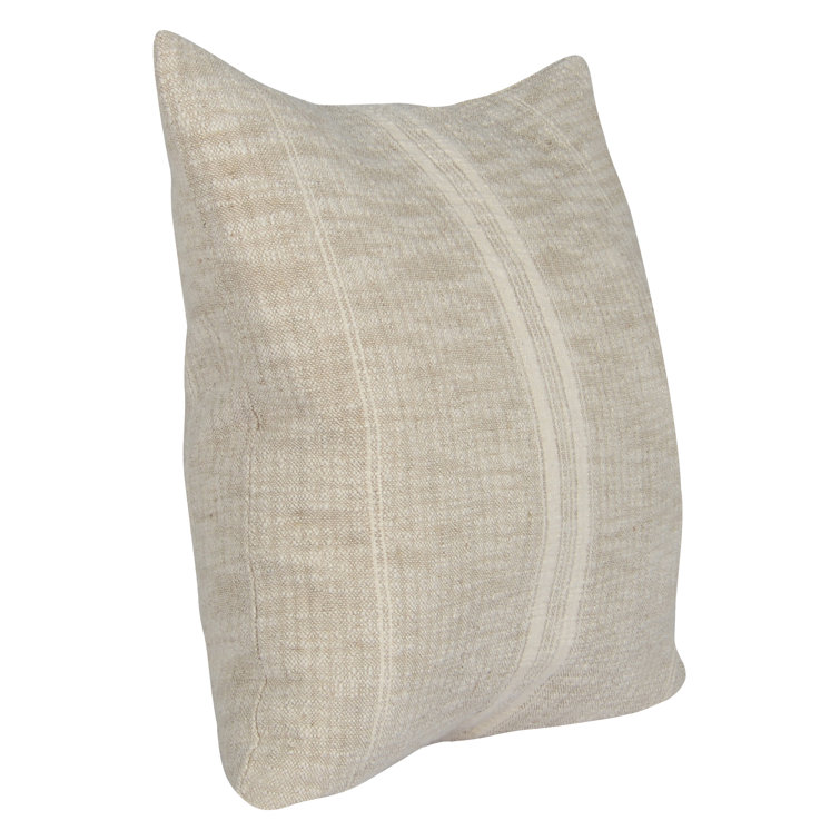 Tia Natural Ivory Woven Stripe 22" Square Throw Pillow