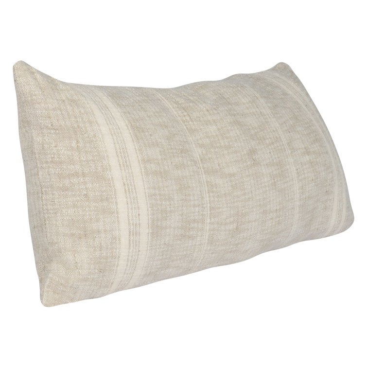 Tia Natural Ivory Woven Stripe 22" Square Throw Pillow