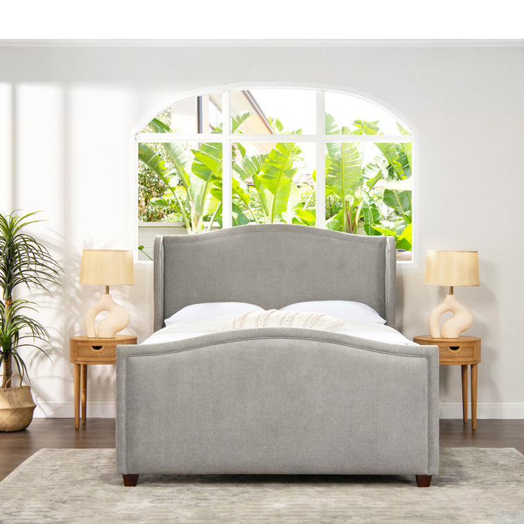 Carmen King Silver Grey Upholstered Pine Bed Frame