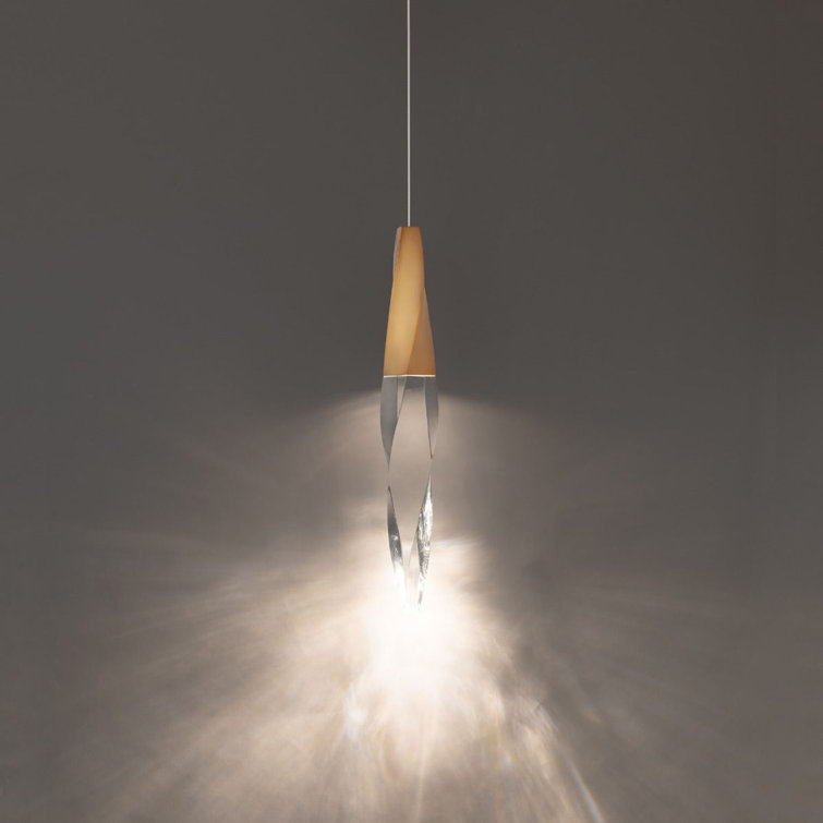 Kindjal Aged Brass 14" LED Mini Pendant with Optic Crystal