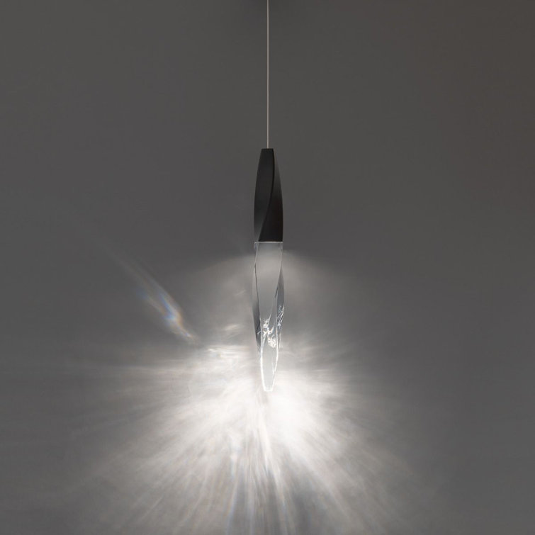 Black Crystal LED Mini Indoor/Outdoor Pendant Light