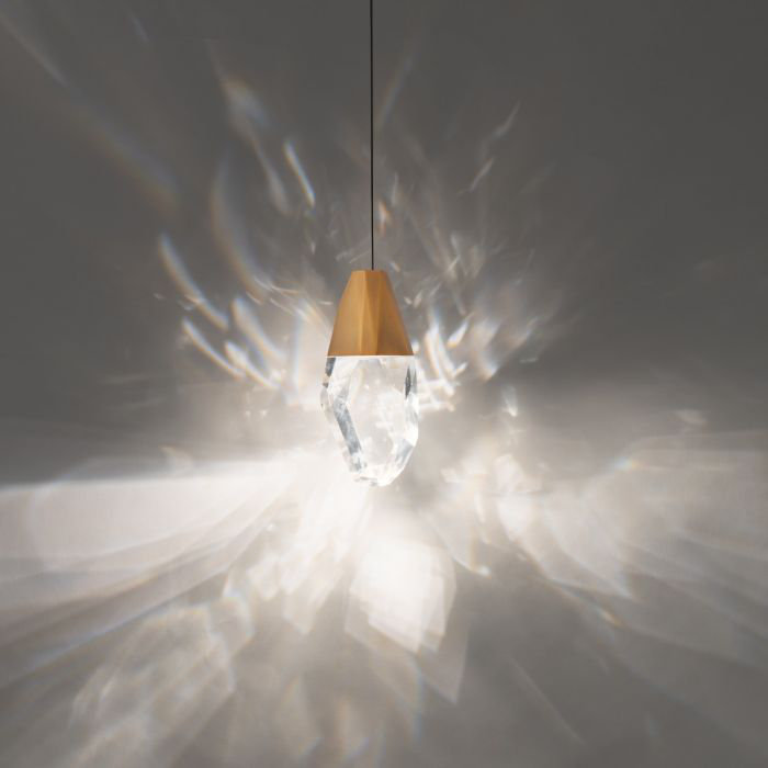 Aged Brass Crystal LED Mini Pendant for Indoor/Outdoor