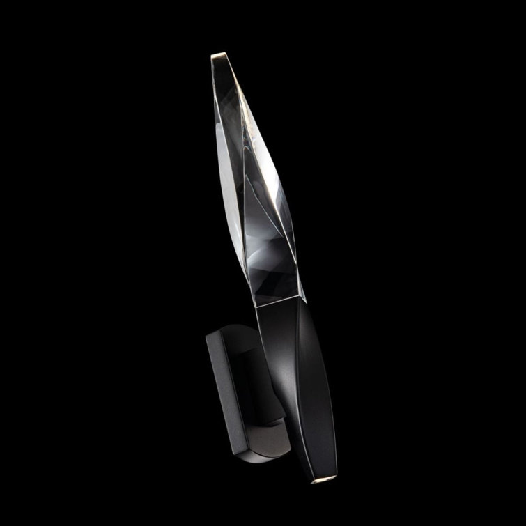 Black Aluminum LED Wall Sconce with Crystal Shade