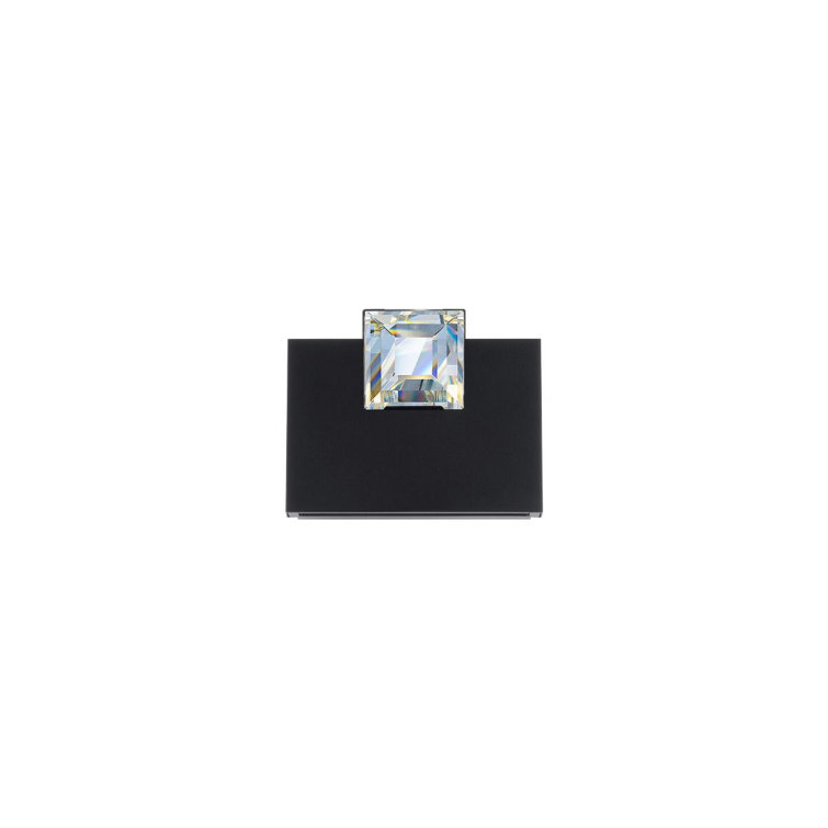 Princess-Cut Black Dimmable LED Wall Sconce with Crystal Accent