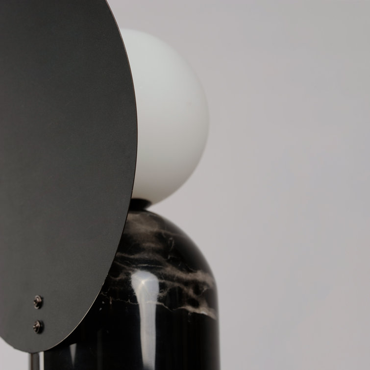 Black Marble and Opal Glass Modern Table Lamp