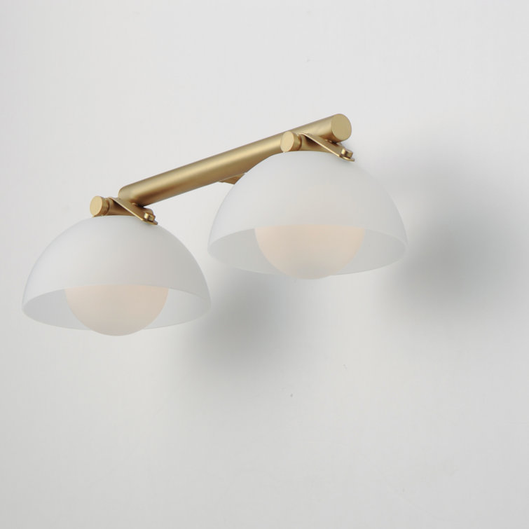 Aged Brass 18'' Dual Frosted Glass Wall Sconce