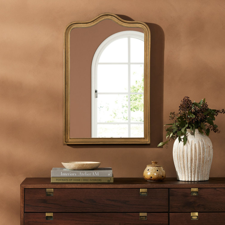 Effie 29.75'' Bronze and Wood Rectangular Bathroom Mirror