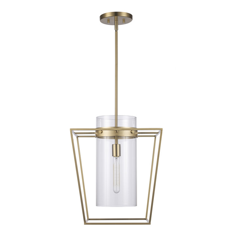 Antique Gold Mini Lantern Pendant with Clear Glass Cylinder