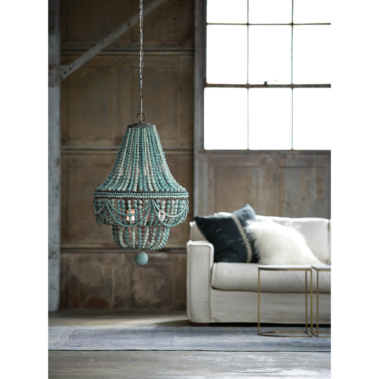 Malibu Mini Beaded Weathered Blue 6-Light Chandelier