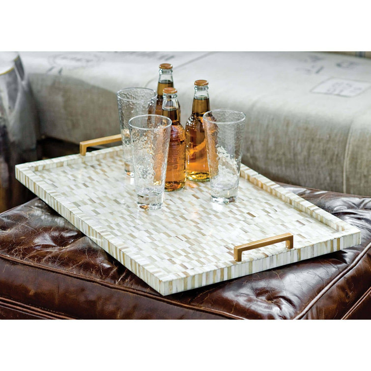 Multi-Tone Bone and Brass Rectangular Serving Tray