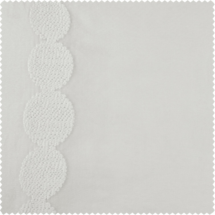 Gold Embroidered Sheer Rod Pocket Curtain Panel