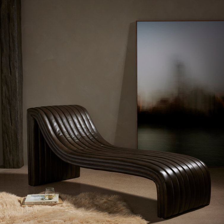 Augustine Deacon Wolf Leather Chaise Lounge with Plywood Frame